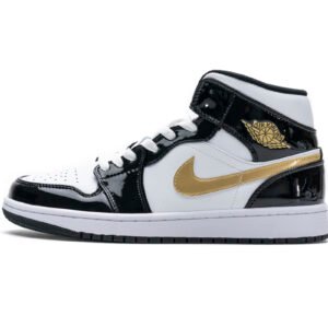 Air Jordan 1 Mid Patent Black White Gold 852542-007