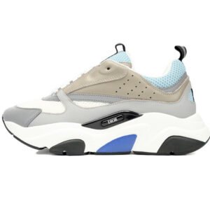 Dior White, Blue, & Black 'B22' Sneakers Rice Grey Blue