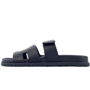 Hermes Flat Slippers Black