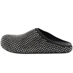 Marni Calfskin Fussbett Sabot Black Leather with Rhinestones SBMR000600P639400N99