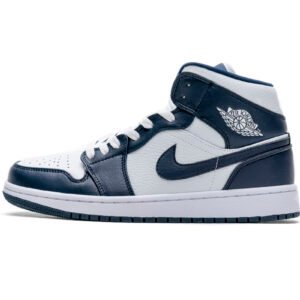 Air Jordan 1 Mid White Metallic Gold Obsidian 554724-174