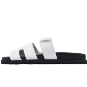 Hermes Flat Slippers White